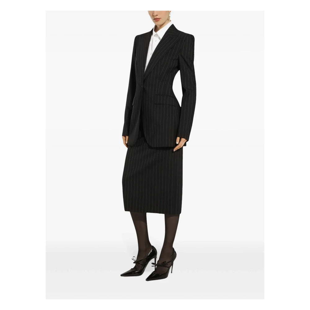 Dolce & Gabbana Gestreepte Jas Black Dames