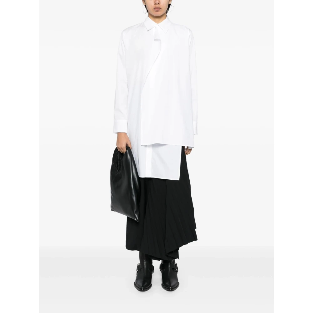 Yohji Yamamoto Witte Frontknoop Blouse White Dames