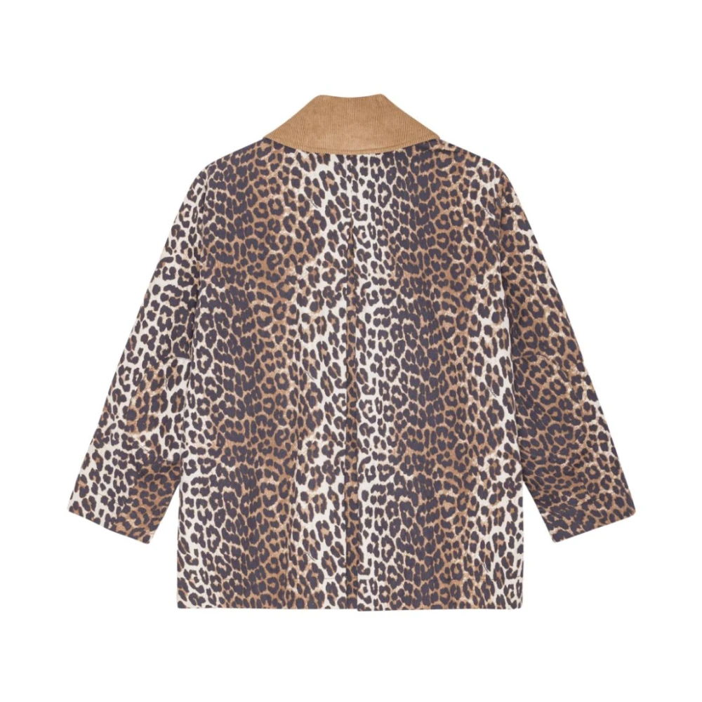 Ganni Luipaardprint Jas met Fluweel Kraag Multicolor Dames