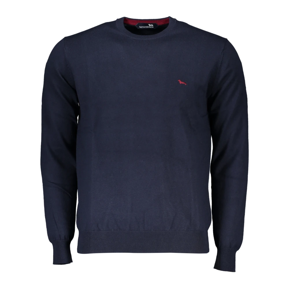Harmont & Blaine Blauwe Pullover met Ronde Halslijn en Borduursel Blue Heren