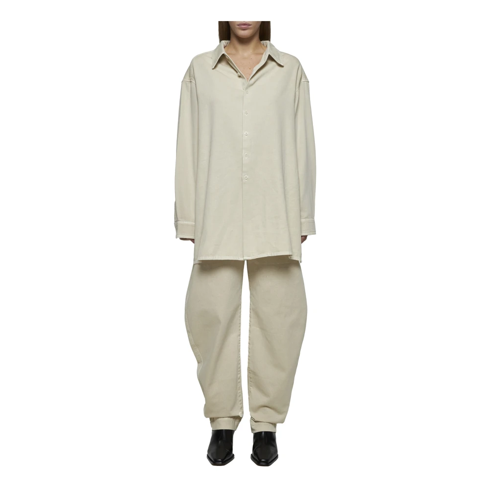 Lemaire Gedraaide Denim Overhemd Beige Dames