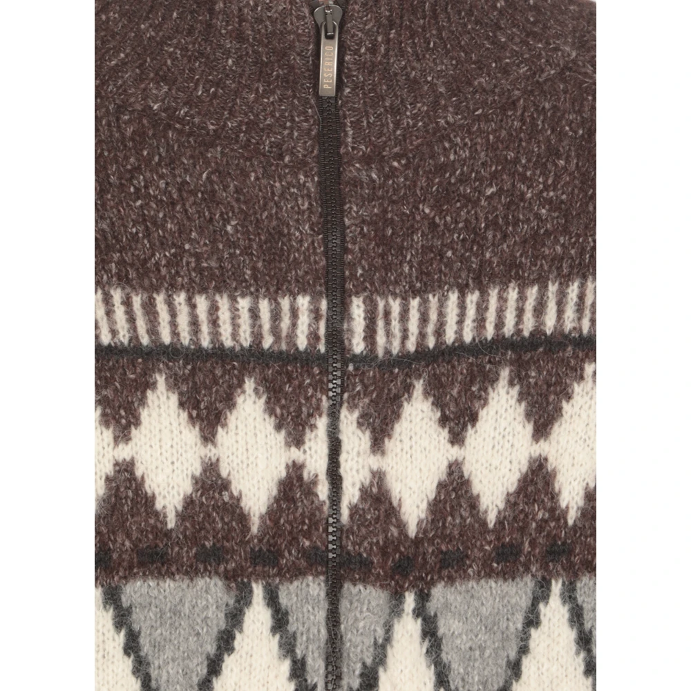 PESERICO Bruine Trui met Geometrisch Patroon Brown Heren