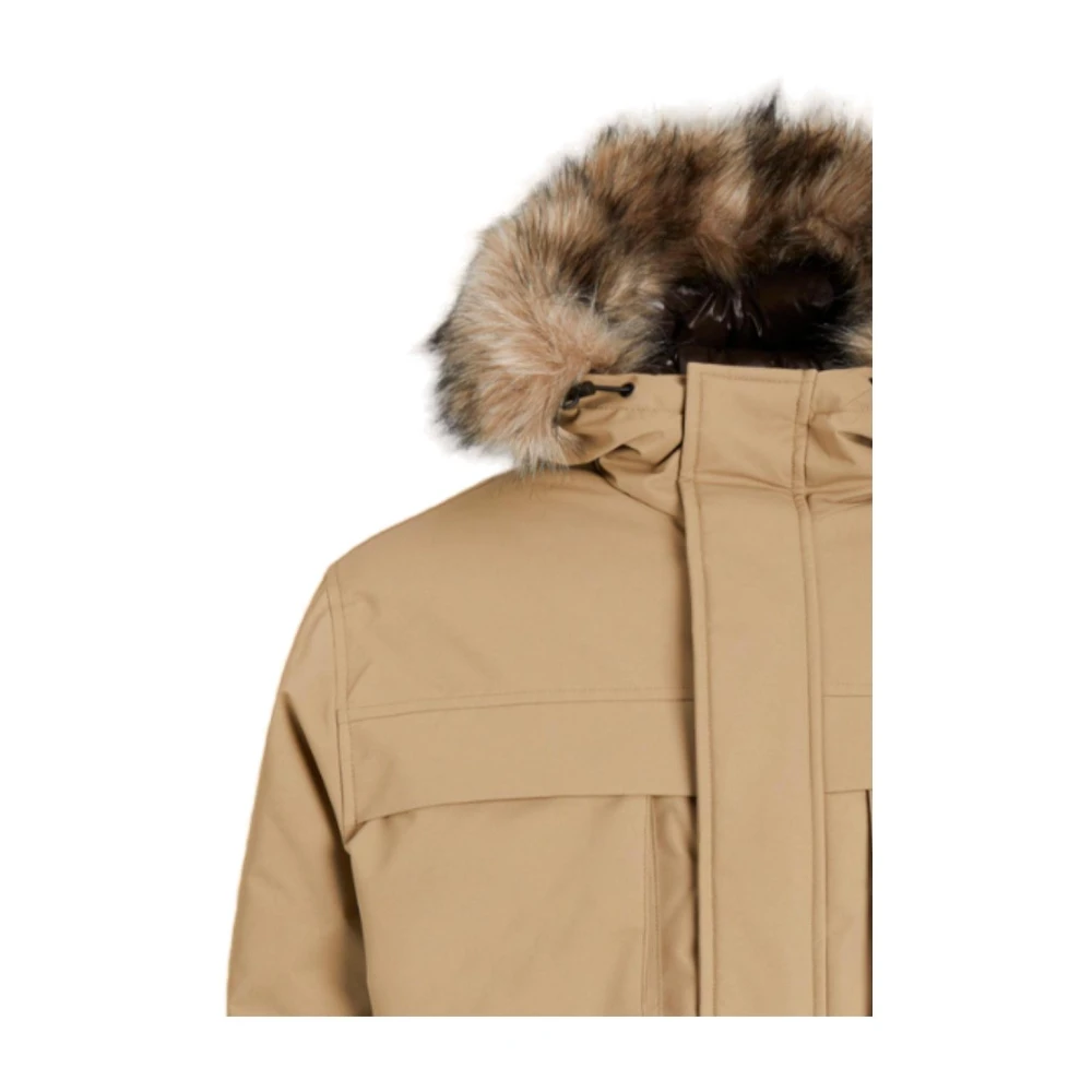 jack & jones Winddichte Parka Jas met Bont Capuchon Brown Heren