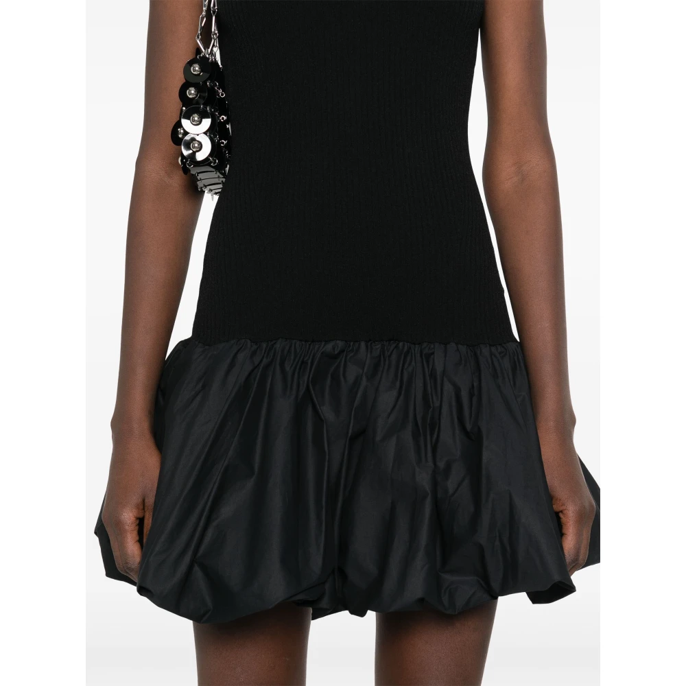 Rotate Birger Christensen Ribgebreide Racer Cut Ballonjurk Black Dames