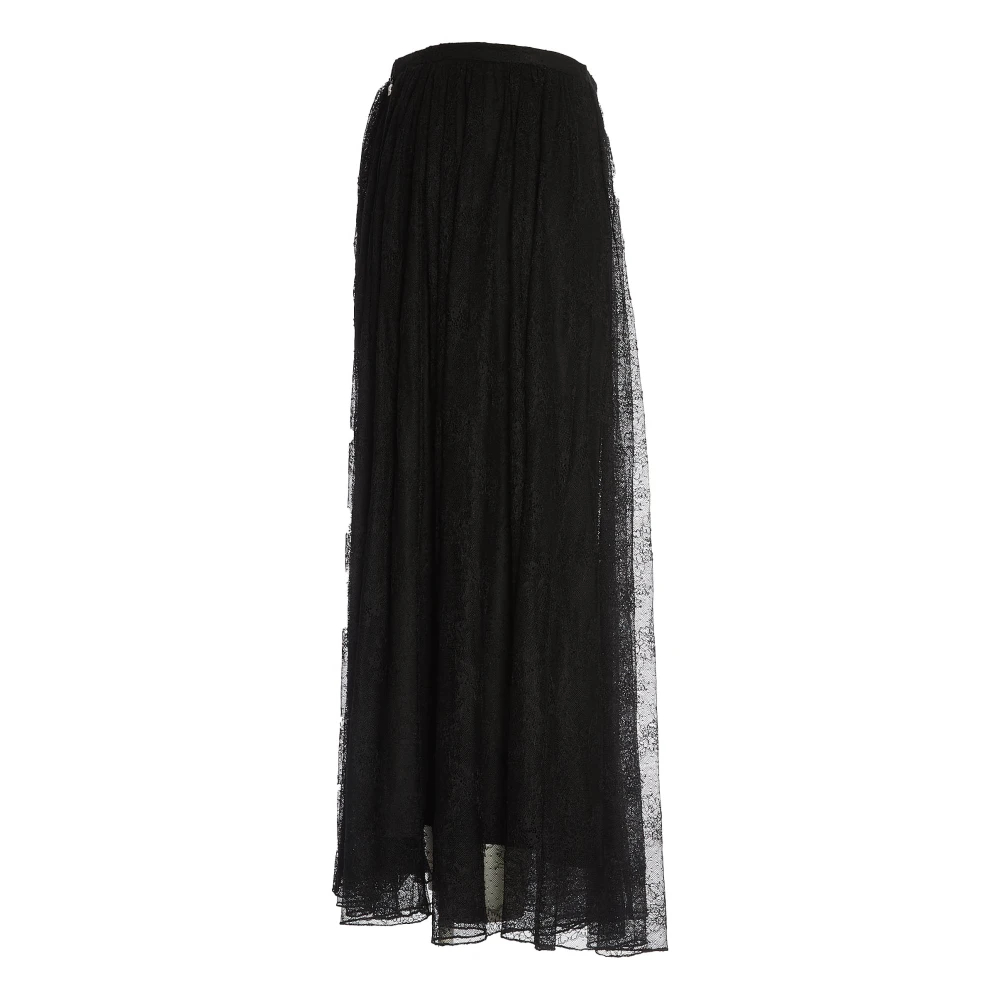 Rotate Birger Christensen Zwarte Kant A-Lijn Lange Rok Black Dames