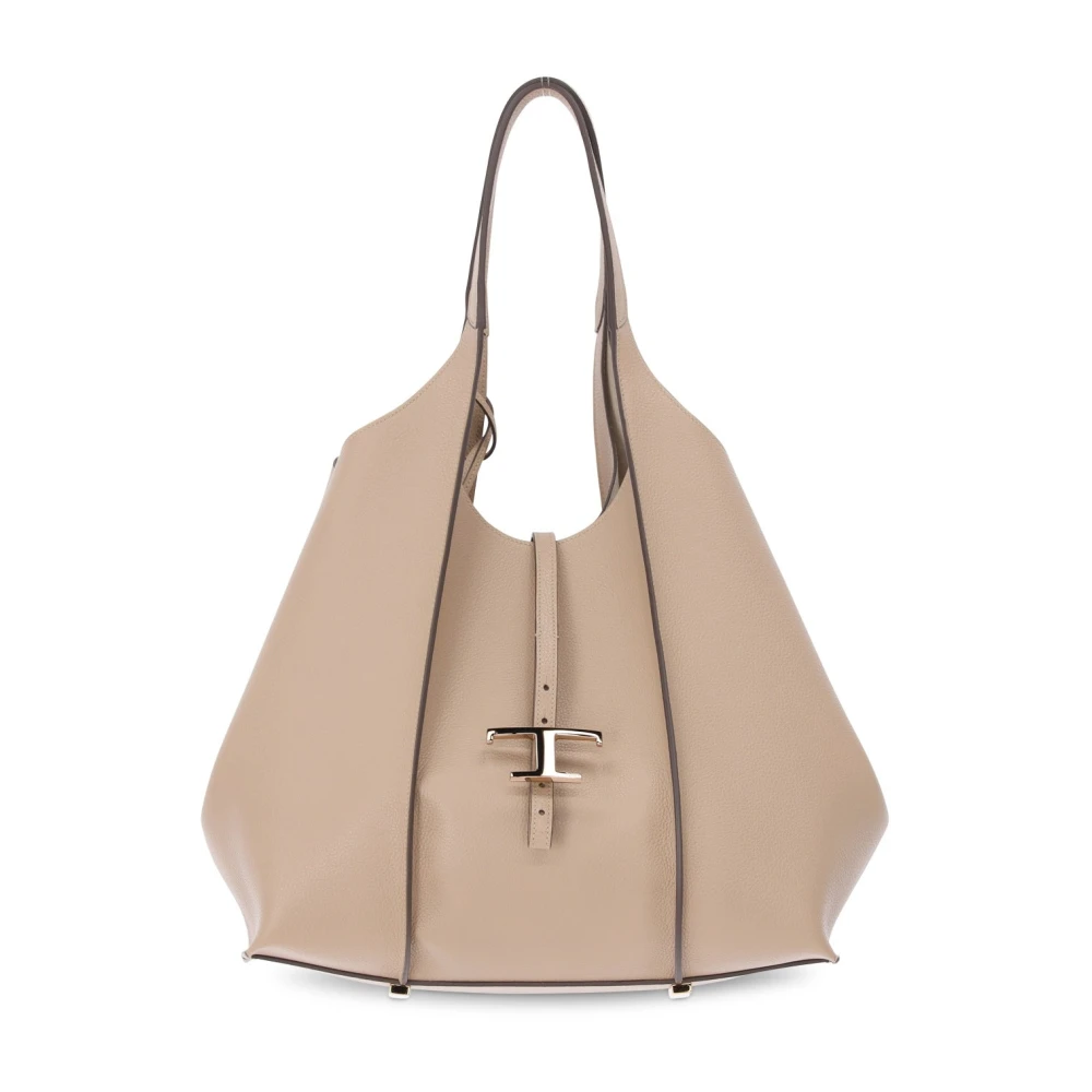 TOD'S Elegante Leren Shopper Tas Beige Dames