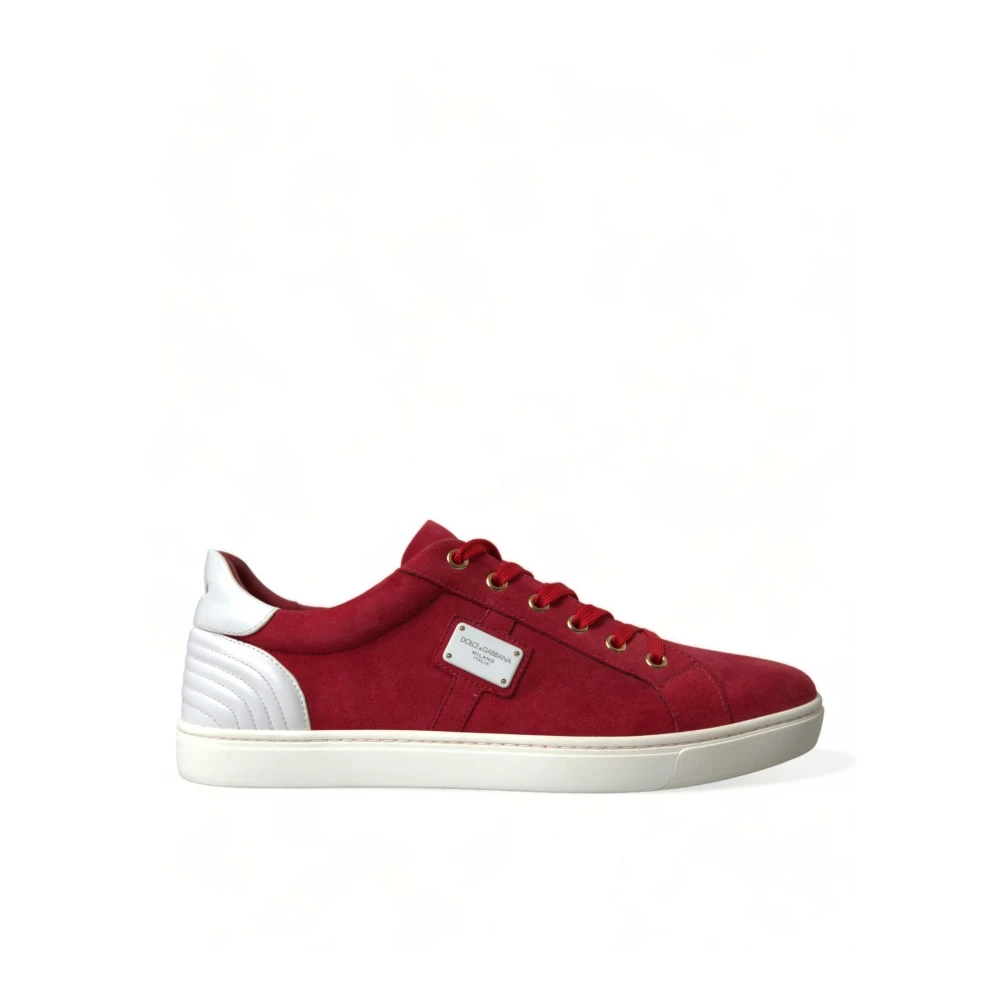 Dolce & Gabbana Men's Red Leather Low Top Sneakers
