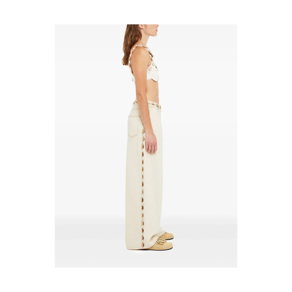 Alanui Witte Jeans met Zakken en Knopen Beige Dames