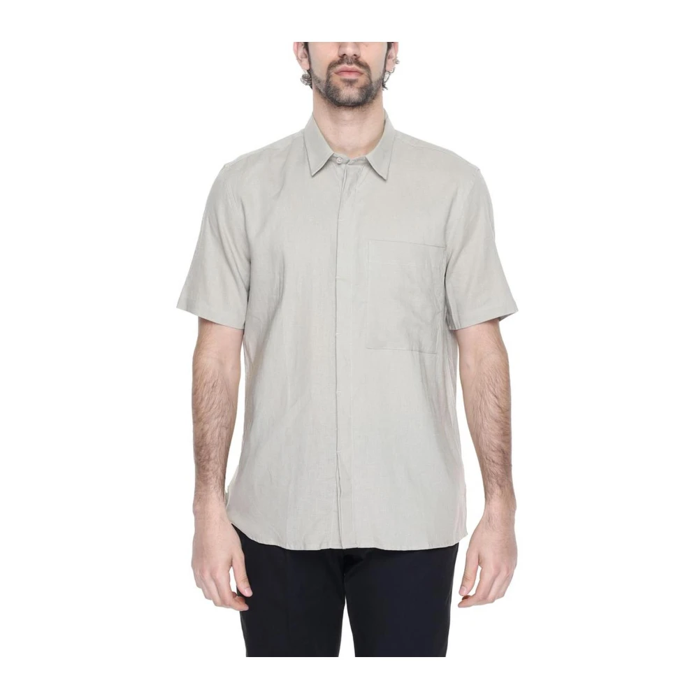 Antony Morato Beige Linen Blend Short Sleeve Shirt Beige Heren