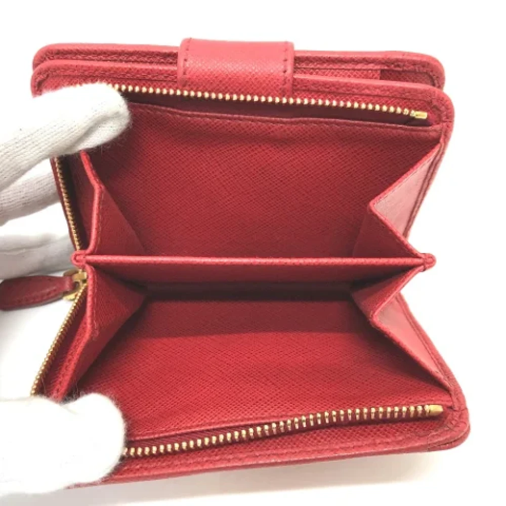 Prada Vintage Pre-owned Leather wallets Red Dames