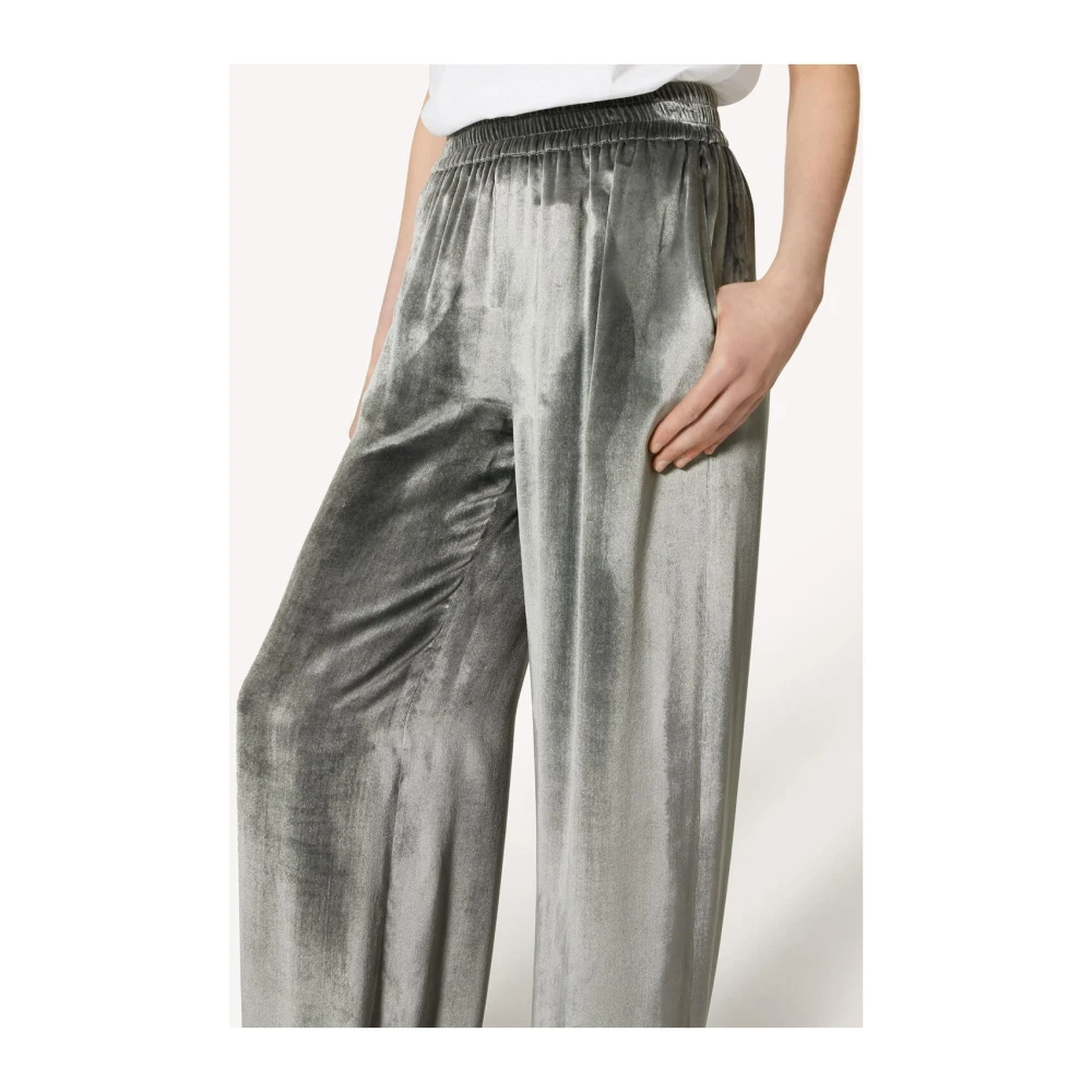 RED Valentino Loszittende Liquid Velvet Broek Gray Dames