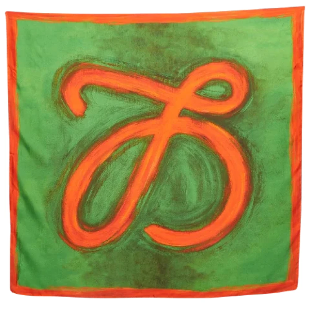 Loewe Pre-owned Silk scarves Green Dames
