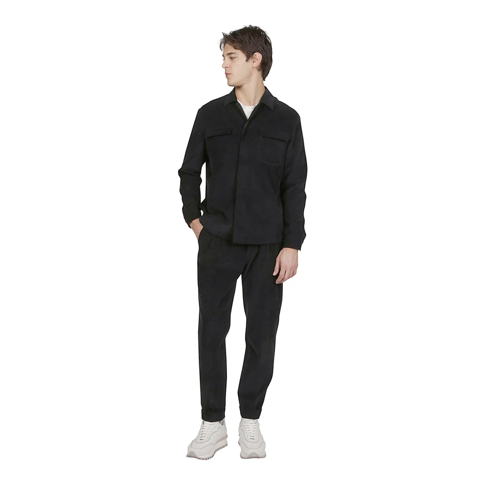 Eleventy Fluweel Katoen Overshirt Broekpak Black Heren