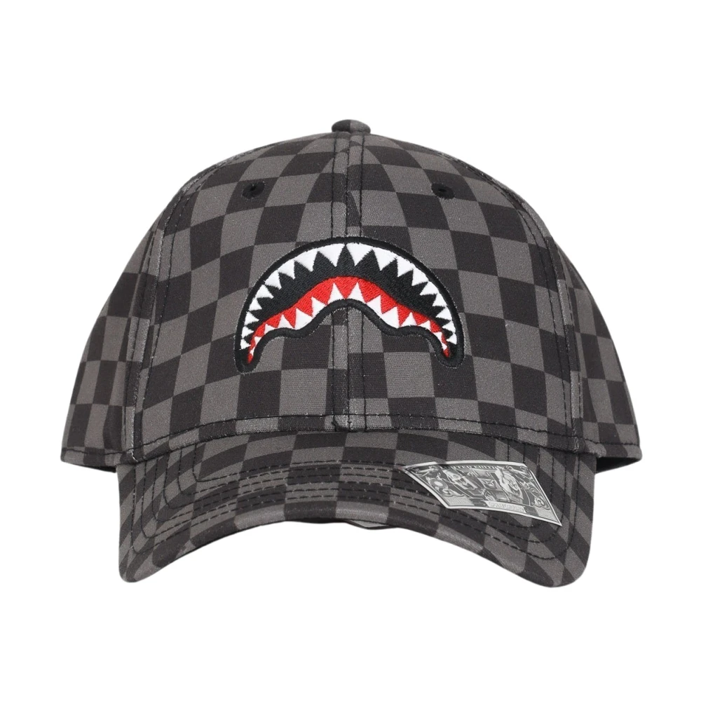 Sprayground Grijze geruite geborduurde hoed Gray Unisex