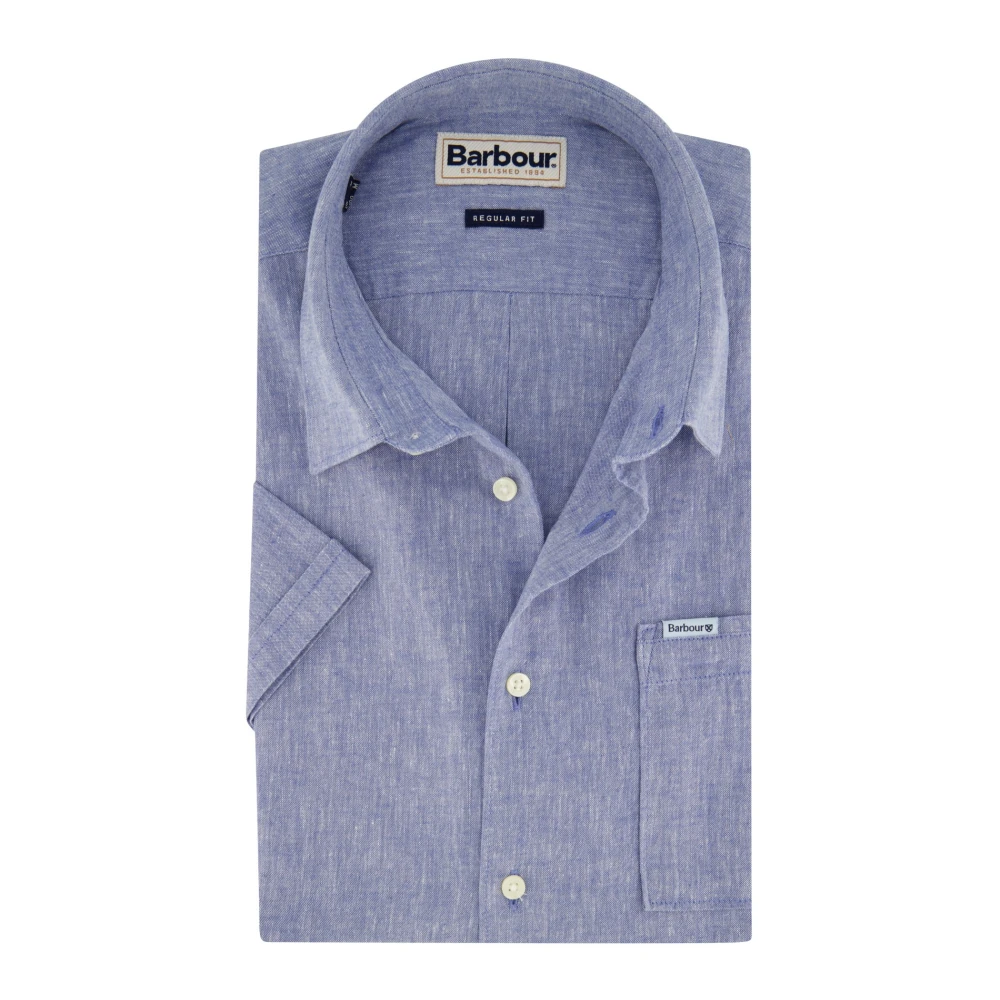 Barbour Casual korte mouw blauw overhemd Blue Heren