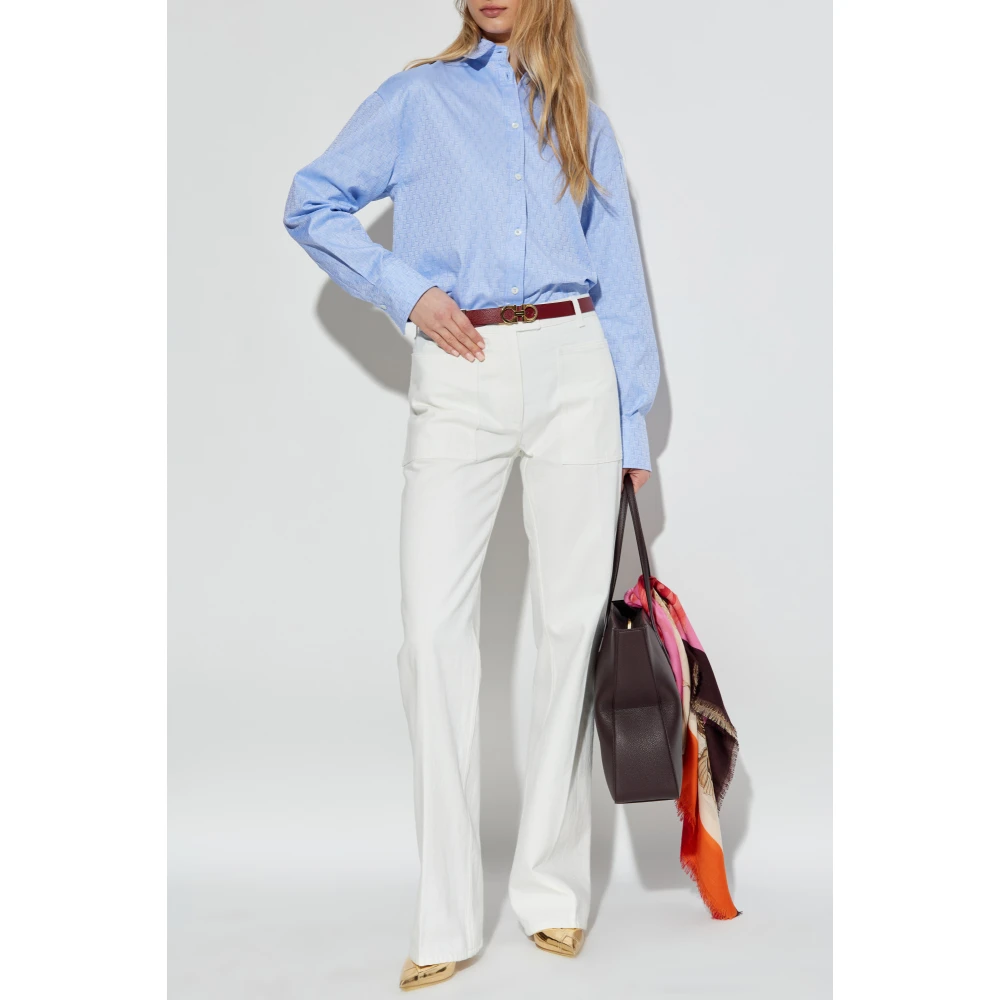 Salvatore Ferragamo Overhemd met monogram Blue Dames