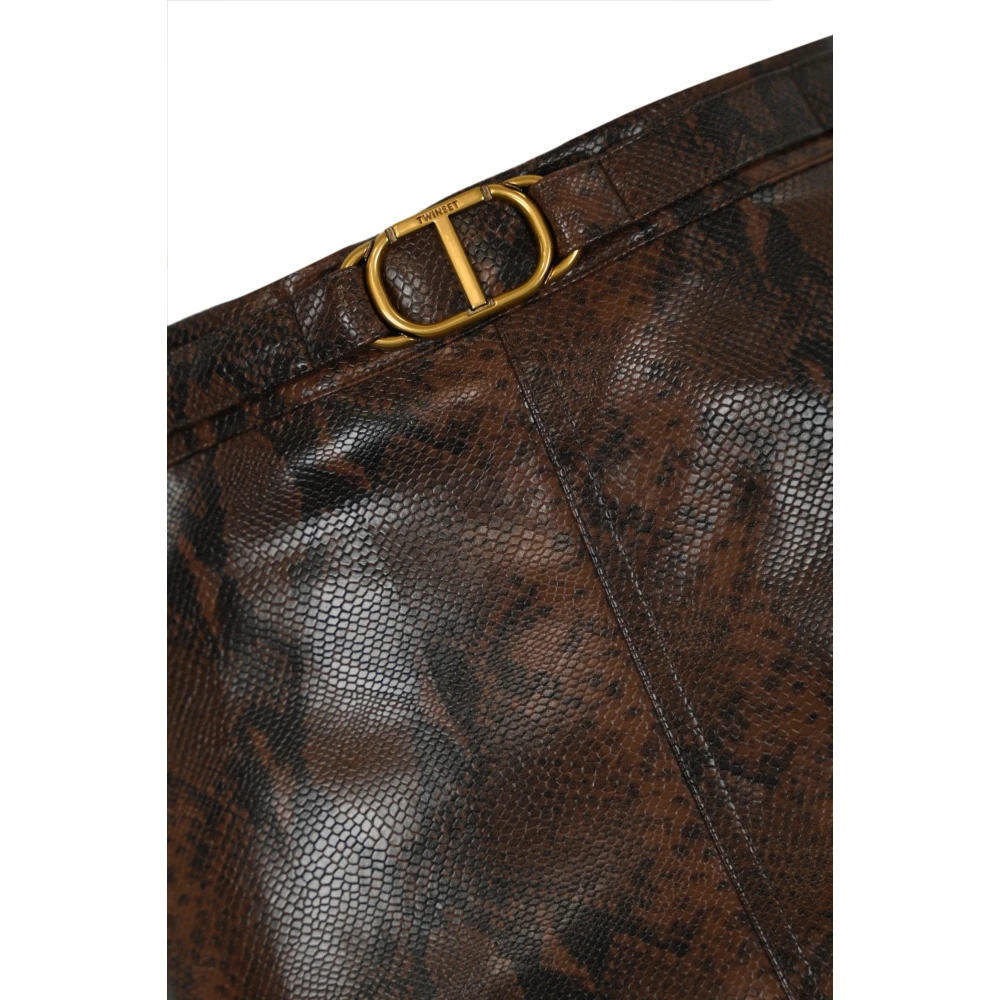 Twinset Midi Rok van Kunstleer Brown Dames