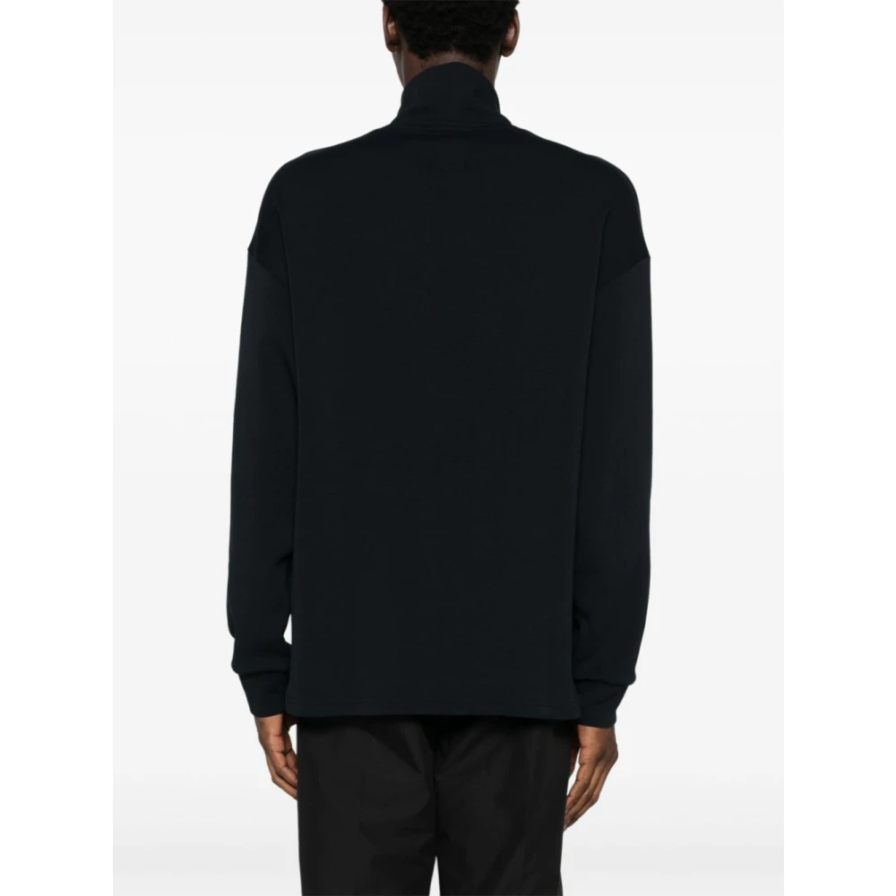 Emporio Armani Zwarte Sweater met Logo Print Mock Neck Black Heren