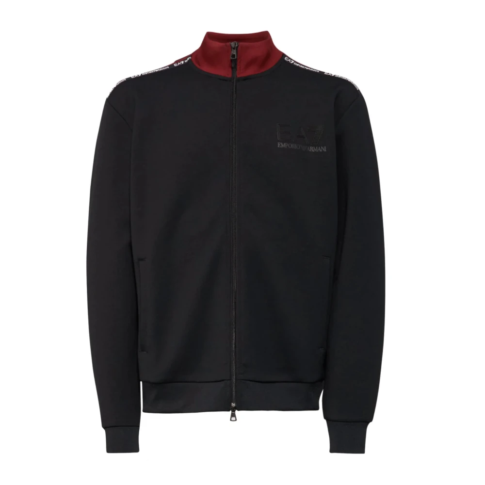 Emporio Armani EA7 Hoge hals volledige rits sweatshirt zwart Black Heren
