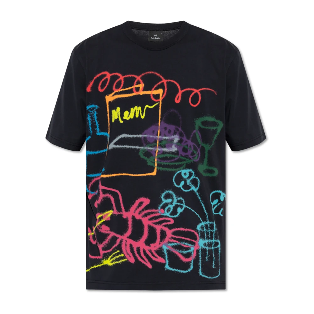 PS By Paul Smith Bedrukt T-shirt Black Heren