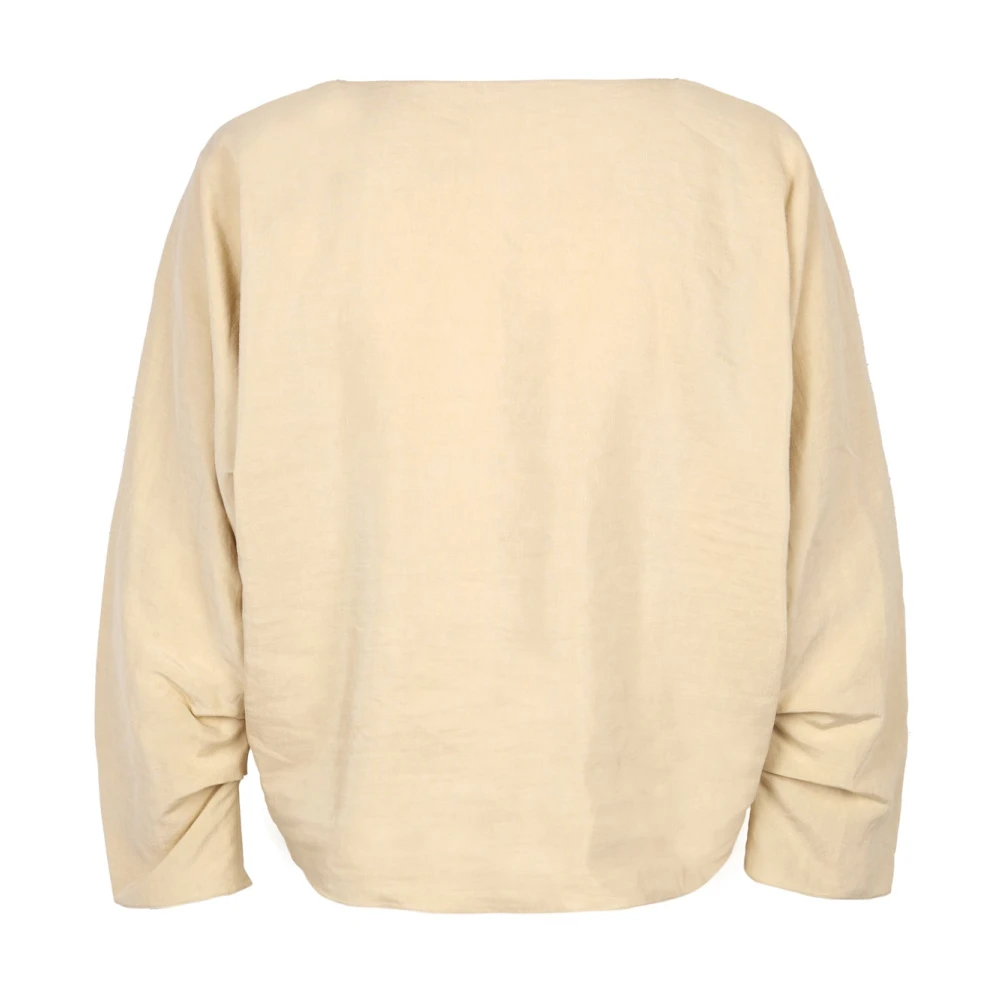 Cortana Beige Linnen Zijden Losse Top Beige Dames
