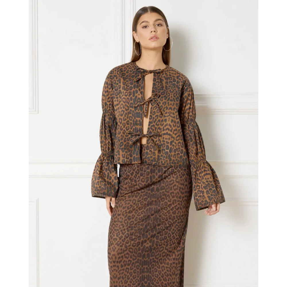 Refined Department Gemma Blouse Lange Mouw Stijlvolle Top Brown Dames