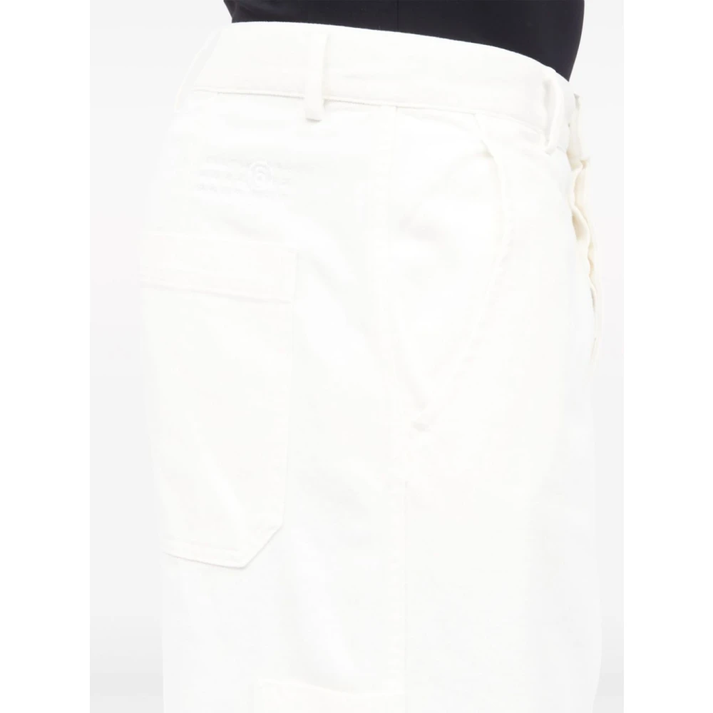 MM6 Maison Margiela Bull Cotton Straight Leg Broek White Heren