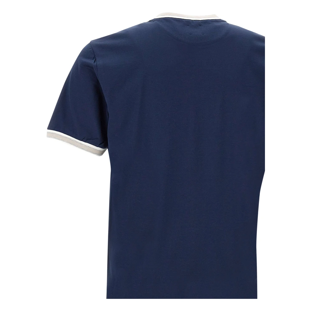 Eleventy Blauw Katoenen T-shirt met Contrasterende Profielen Blue Heren