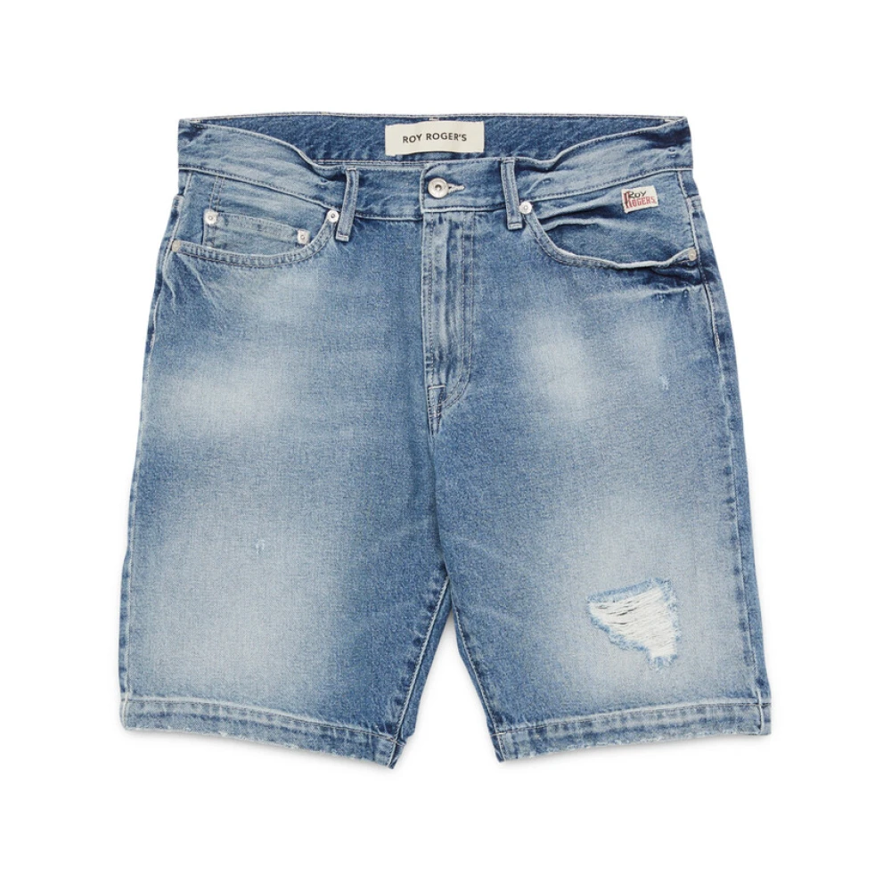 Roy Roger's Uomo Blu Denim Bermuda Shorts Stile Primavera/Estate