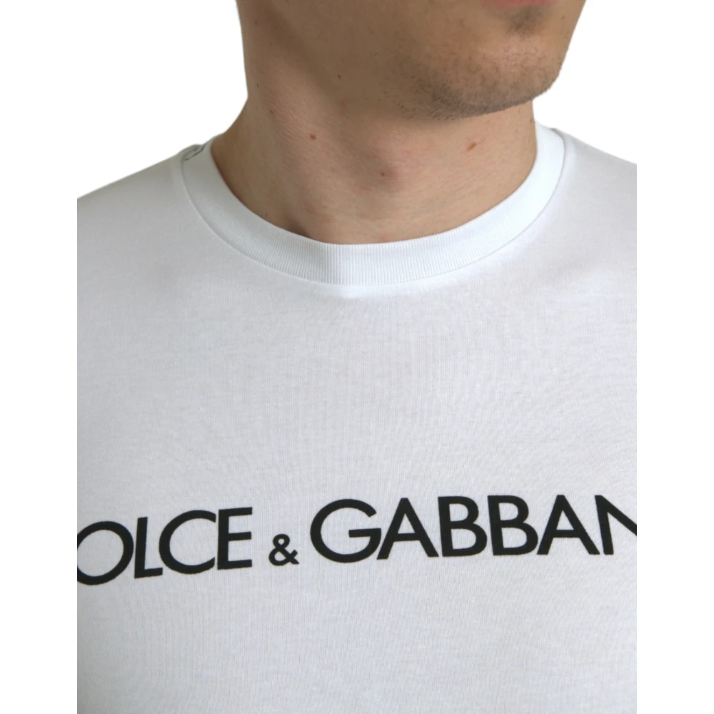 Dolce & Gabbana Wit Logo Crewneck Tee White Heren