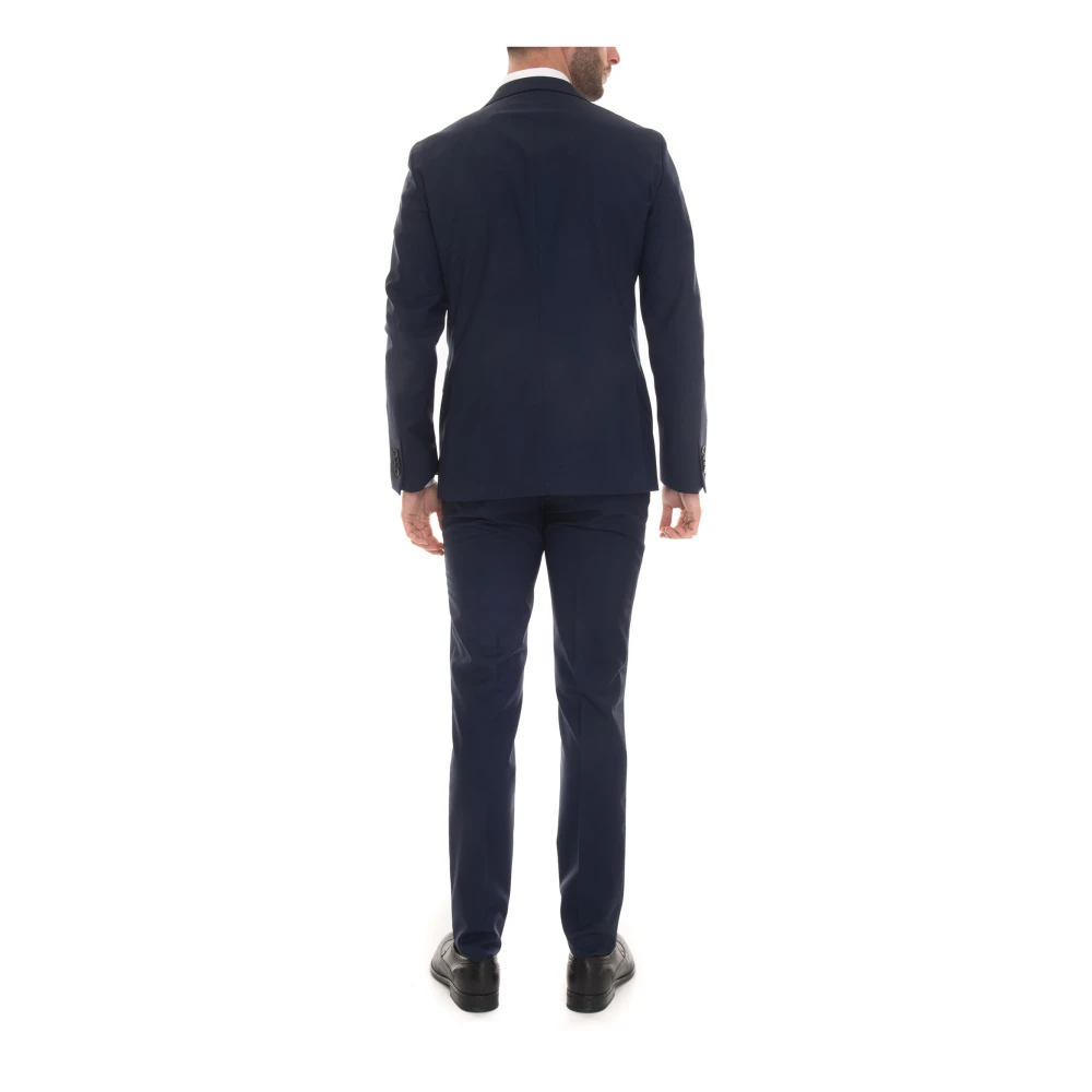 Paoloni Slim Fit 2-Knoops Pak met Zijopeningen Blue Heren