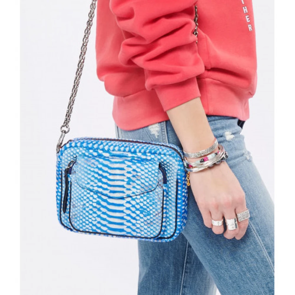 Claris Virot Indigo Python Ketting Schoudertas Blue Dames