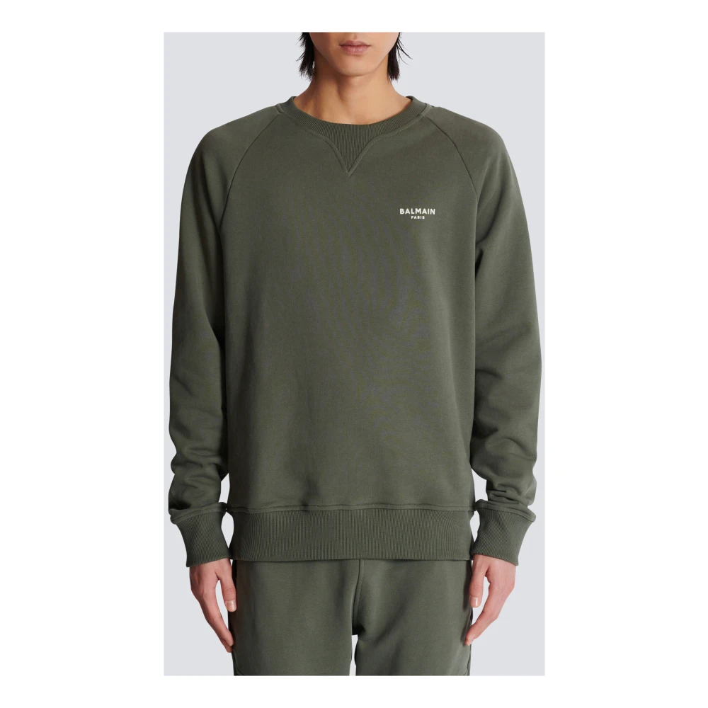 Balmain Casual Ronde Hals Lange Mouwen Sweatshirt Green Heren