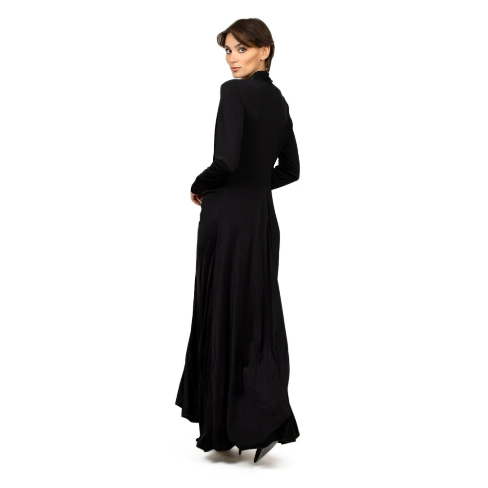 Erika Cavallini Zwarte Zijden Jersey Lange Jurk Black Dames