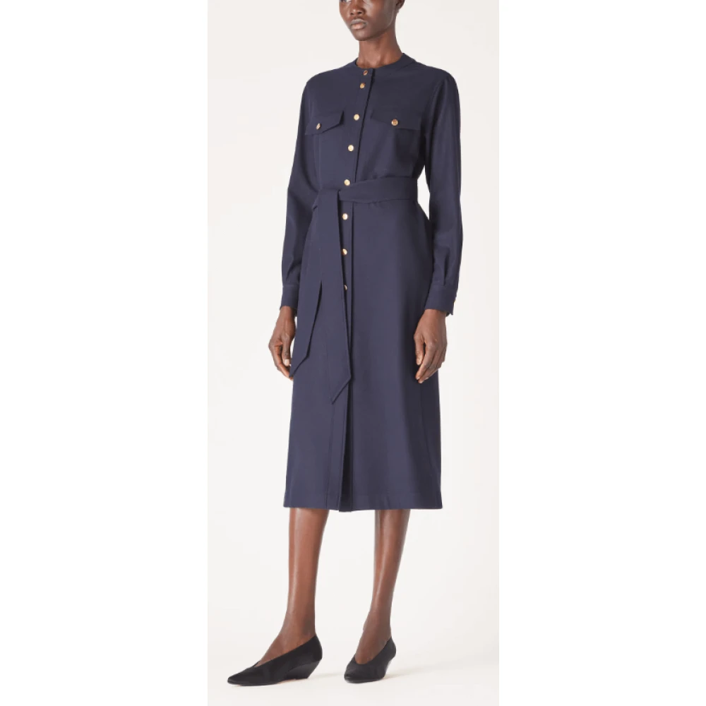 Loro Piana Blauwe Wollen Jurk met Ronde Hals Blue Dames