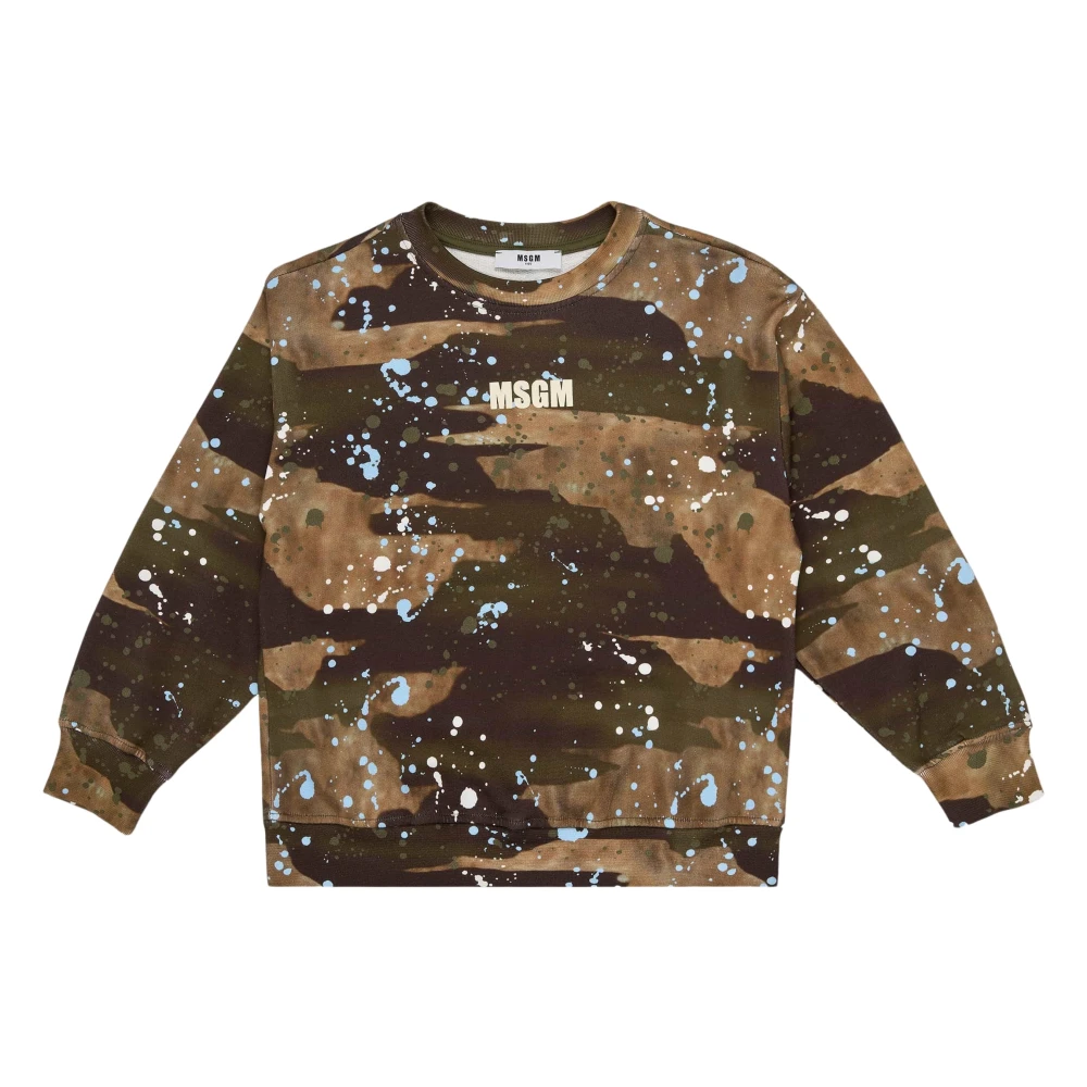 Msgm Boys Brown Camo Logo Sweatshirt For - Kids Sweatshirts - 10 Y - Kids