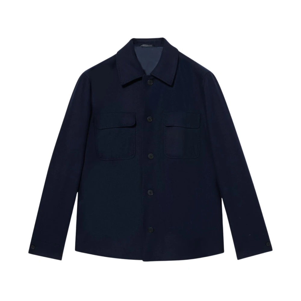 Brooks Brothers Regular Fit Shirt Jacket van Wolmix Blue Heren