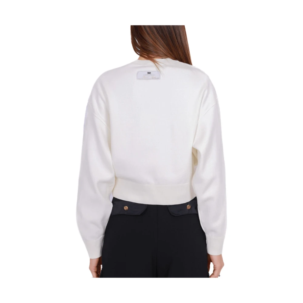 Elisabetta Franchi Witte Cropped Sweatshirt met Maxi Logo White Dames