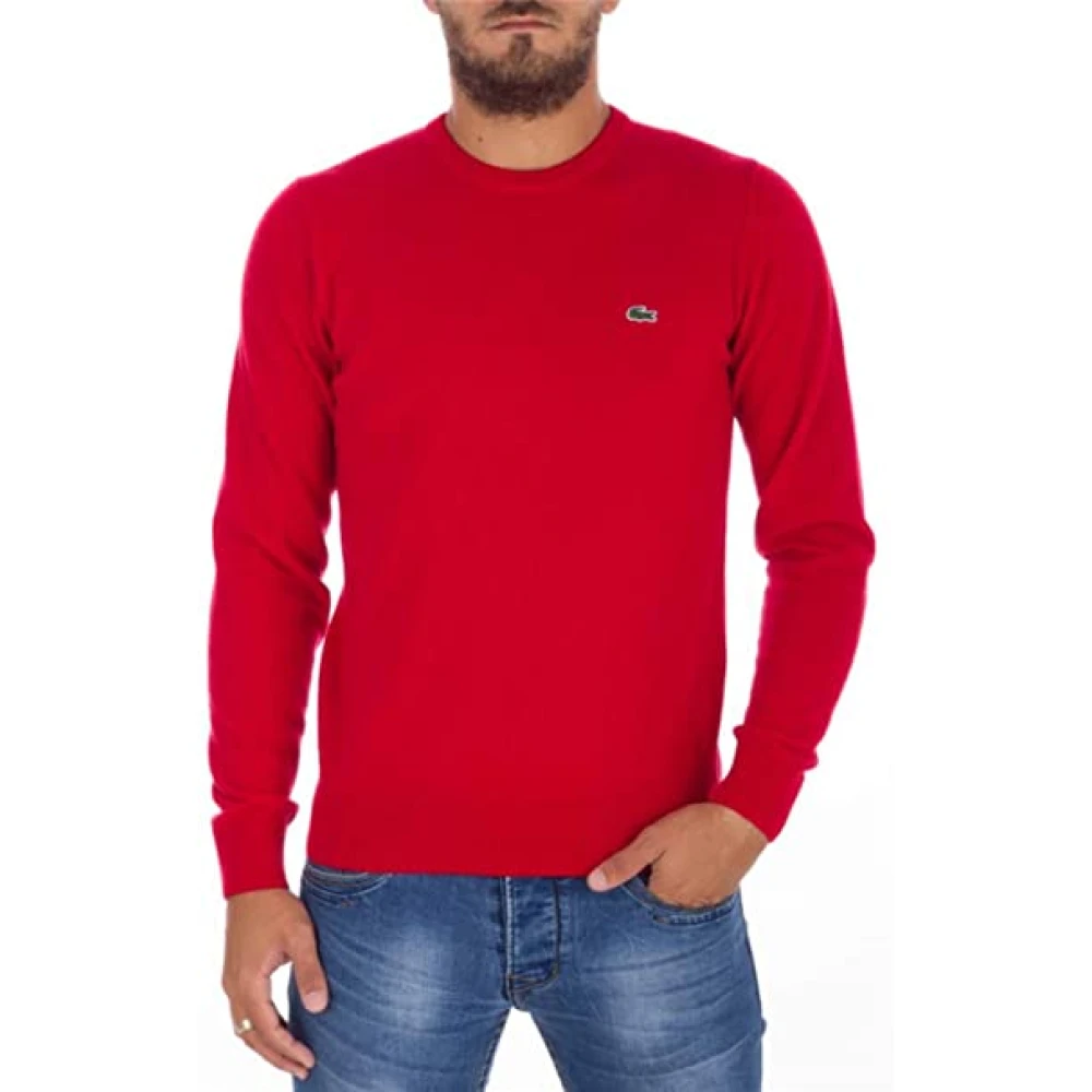 Lacoste Rode Crewneck Sweater 100% Katoen Red Heren