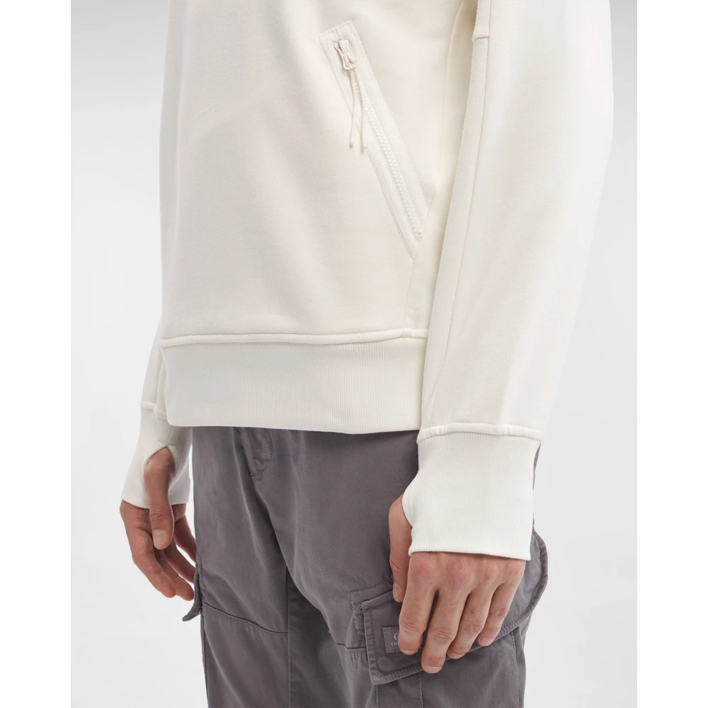 C.P. Company Diagonal Fleece Goggle Hoodie White Heren