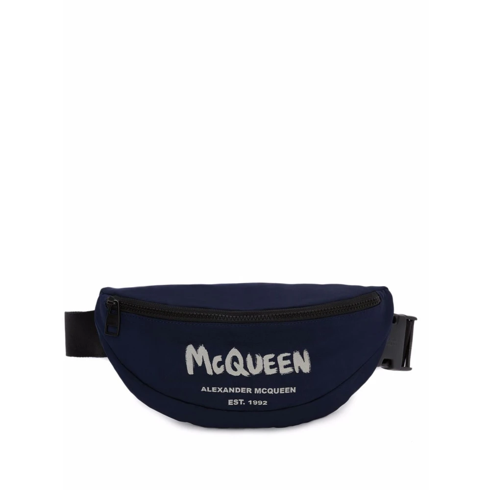 Alexander mcqueen Blauwe Logo Print Heuptas Blue Heren