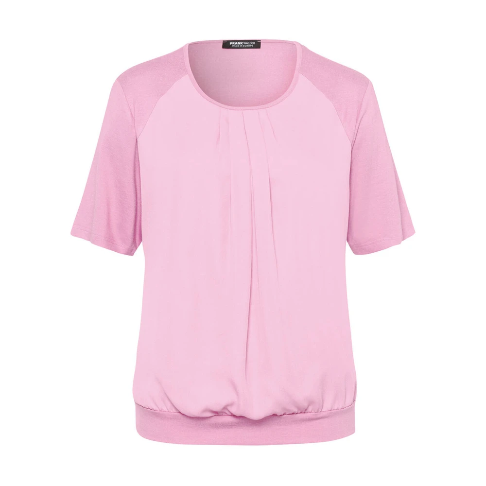 Frank Walder Korte Mouw Top Blouse Shirt Pink Dames