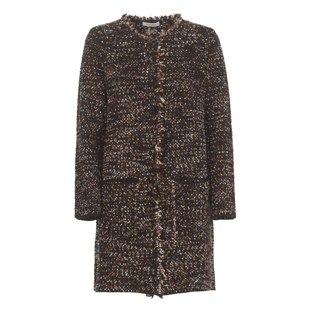 Kangra Zwarte Kasjmier Wollen Jas met Lurex Black Dames