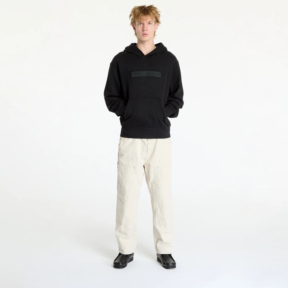 Calvin Klein Jeans Hoodie met borduursel voor mannen Black Heren
