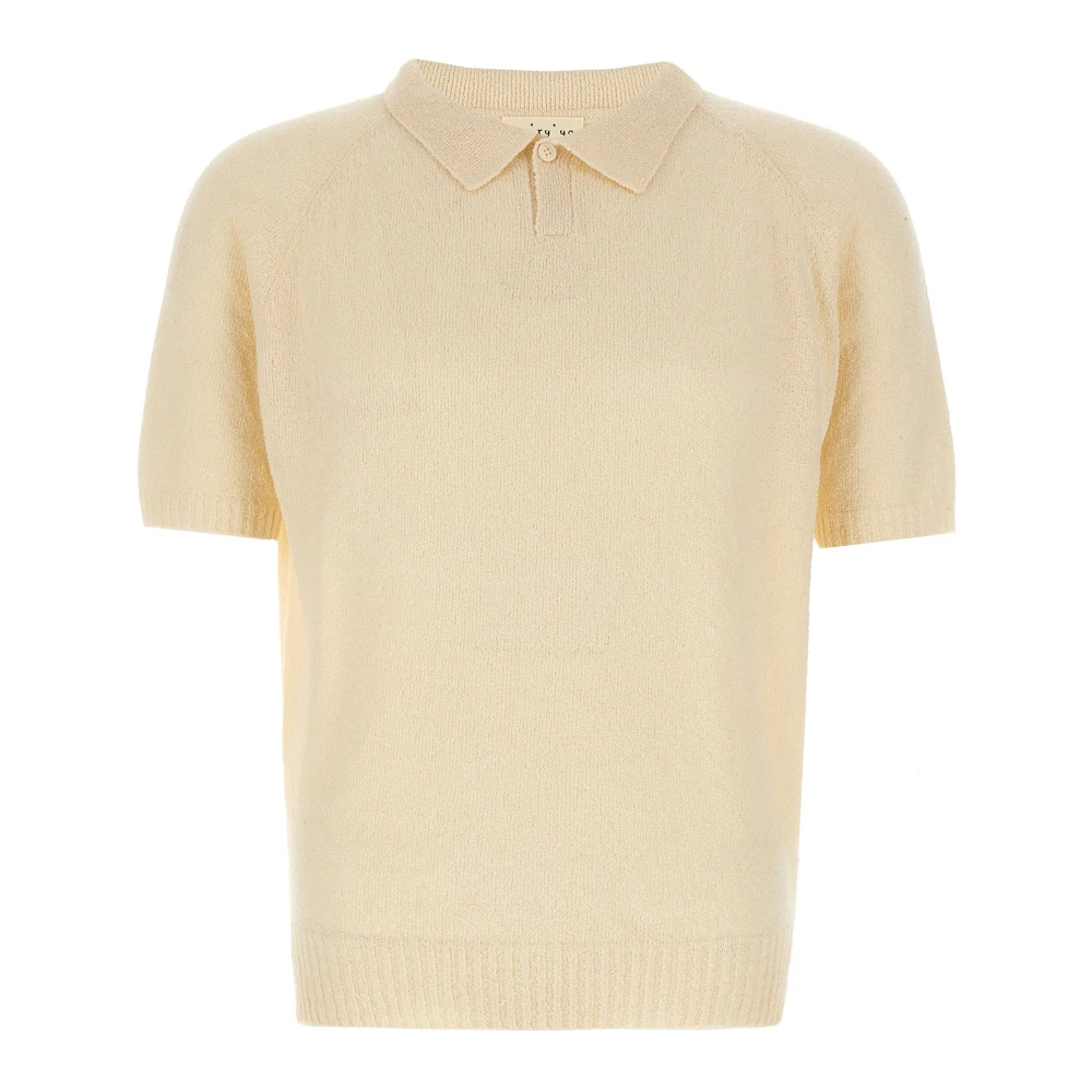 Ma'ry'ya Men's White Bouclé Polo Shirt