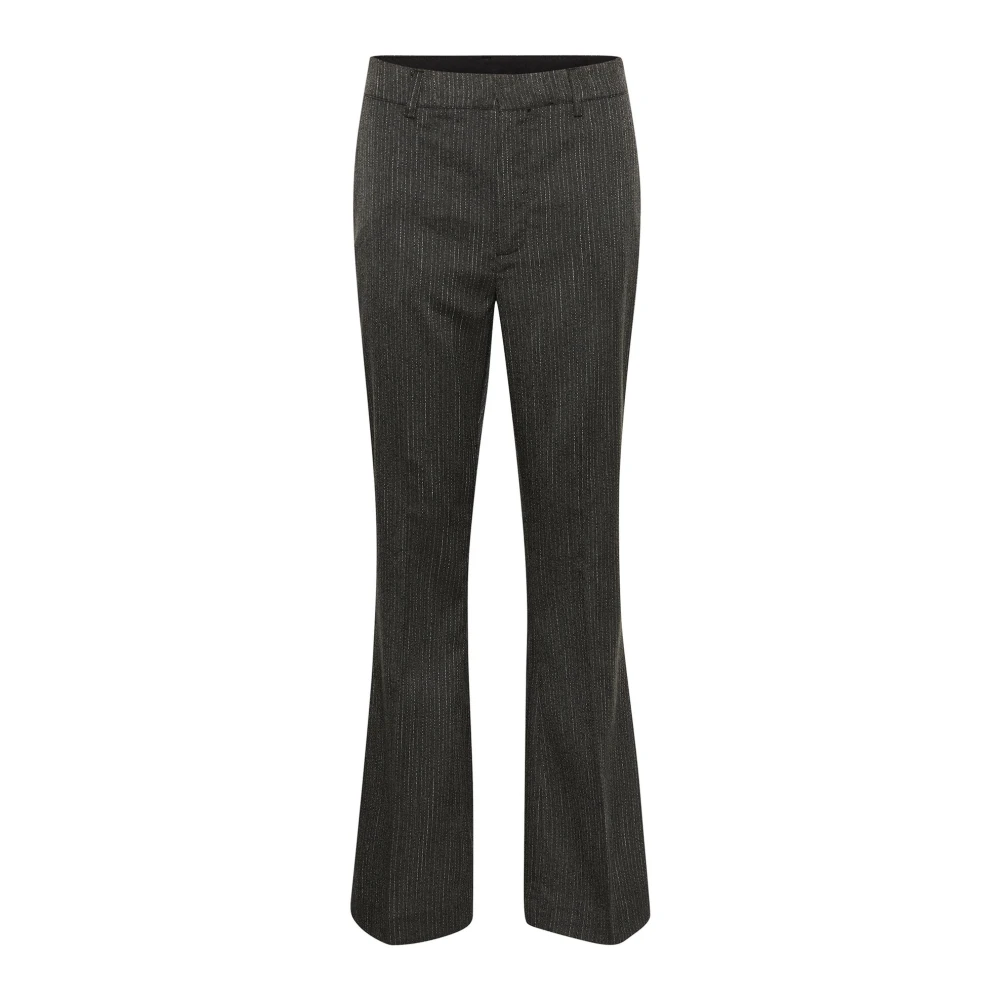 Kaffe Flared Broek Donkergrijs Pinstripe Gray Dames