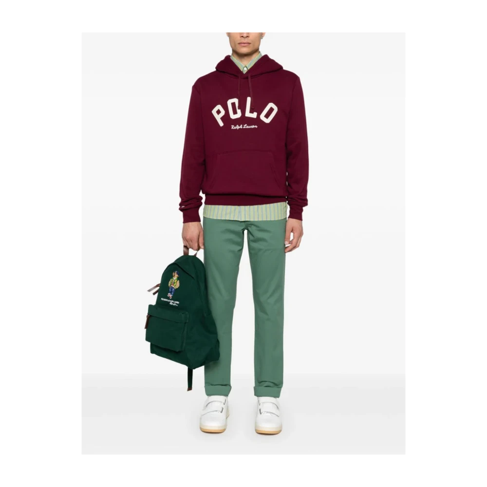 Polo Ralph Lauren Rode Logo Hoodie Fleece Gevoerd Red Heren