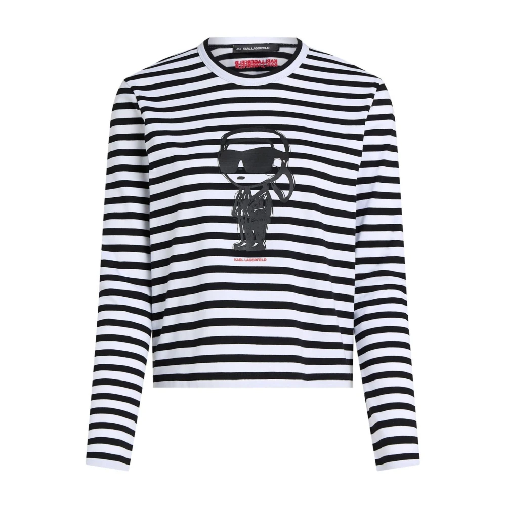 Karl Lagerfeld Ikon Print Stripe TOP Black Dames
