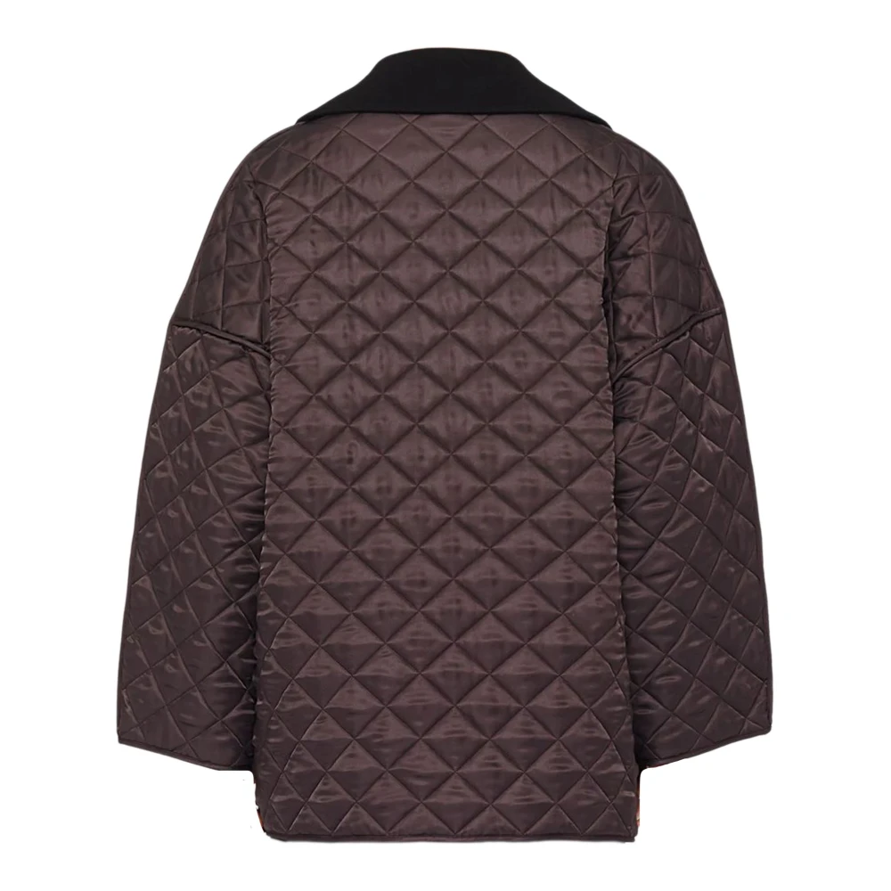 Jil Sander Bruine Oversized Gewatteerde Jas Brown Heren