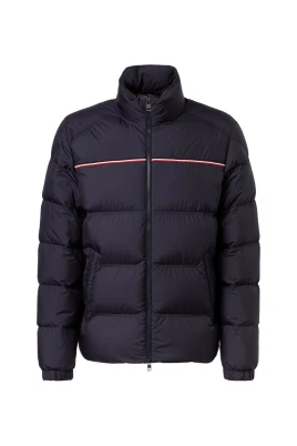 Kort Marinblå Dunjacka med Tricolor Detalj